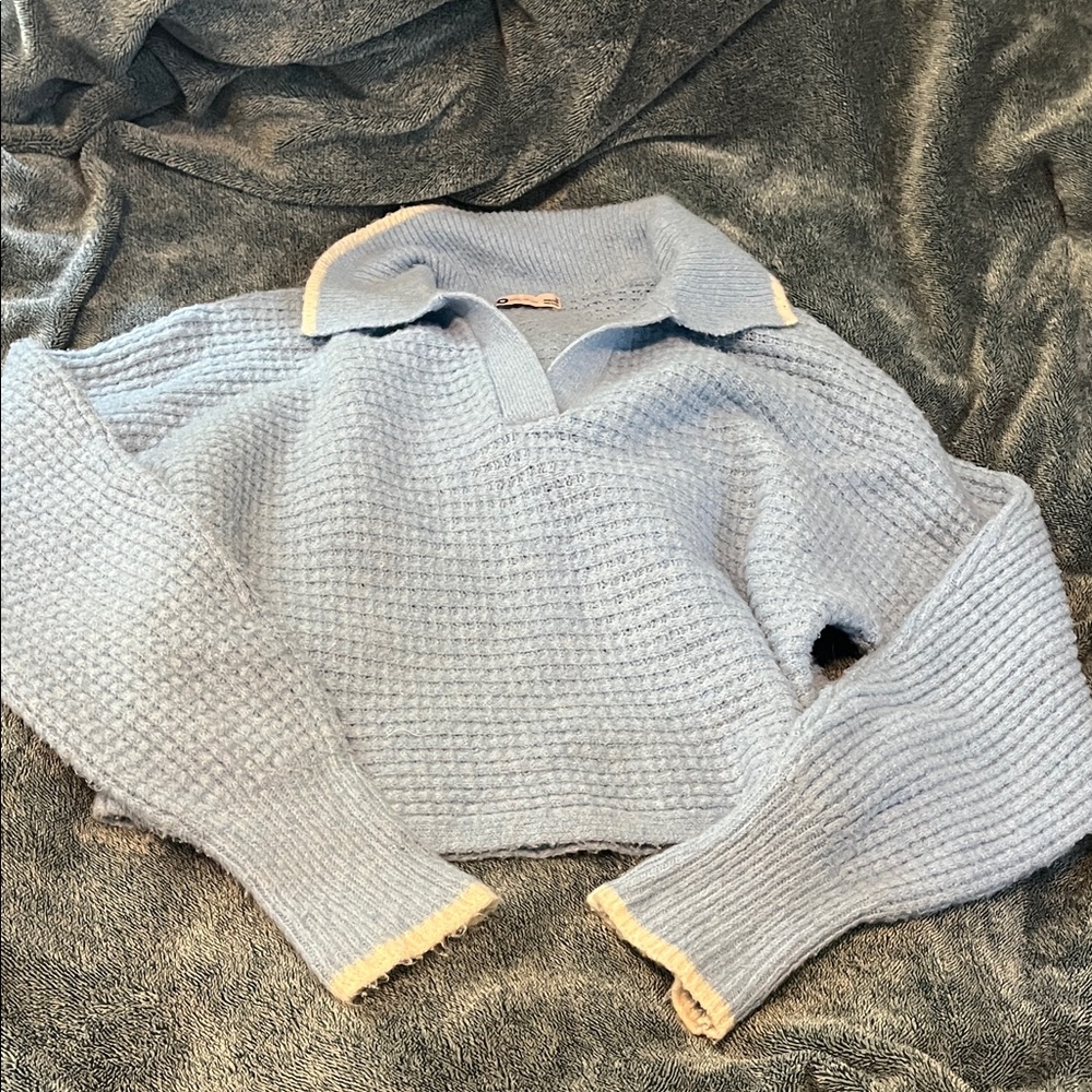 SO Women's Light Blue V-Neck Sweater